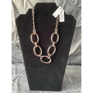 White House Black Market Brass Tone & Gold Tone Loop Chain Necklace  # 1208